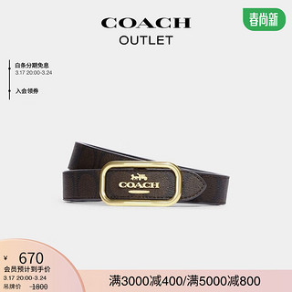 COACH 蔻驰 奥莱女士MORGAN矩形扣件腰带皮带，25MM老花 棕色/黑色 S