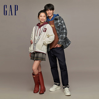 Gap 盖璞 女装冬季新款LOGO校园风百搭抓绒宽松连帽衫休闲卫衣840929