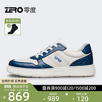 零度Zero板鞋男2024年春季日常舒适休闲运动鞋拼色透气轻便柔软鞋 白蓝 43