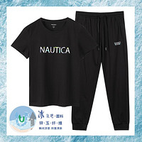 Nautica Intimates春季女士圆领短袖长裤家居服套装