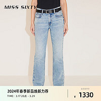 MISS SIXTY 2024春季牛仔裤女直筒破洞设计感美式复古街头风 中蓝 24