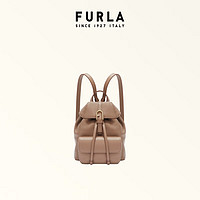 芙拉（FURLA）FLOW印花皮革精制迷你女士双肩包 灰褐色