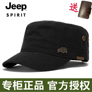 Jeep 吉普 帽子男秋冬时尚潮流鸭舌帽中老年男士帽子休闲户外运动品牌男帽 黑色