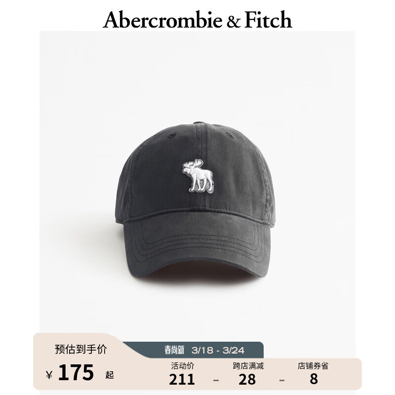 ABERCROMBIE & FITCH男装 美式百搭时尚小麋鹿棒球帽 357227-1 深灰色 ONE SIZE