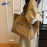 WARRIOR 回力 帆布包包女2023新款夏季大容量時尚簡約單肩布袋大學生通勤托特包 款式二：卡其色
