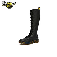 Dr.Martens 马丁（DR.MARTENS）1B60 老钱风荔枝纹软皮黑色女款20孔长筒马丁靴 黑色 37