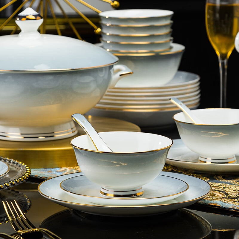 尚行知是 碗盘餐具整套中式简约高级陶瓷碗碟碗