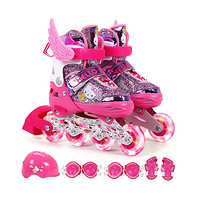 凯蒂猫溜冰鞋儿童滑冰轮滑鞋全闪套装3-12岁女初学者可调码数