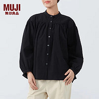 MUJI 無印良品 无印良品（MUJI） 女式 棉平纹 罩衫 女士衬衫衬衣内搭春款 纯棉全棉BCA91C4S 黑色 S (155/80A)