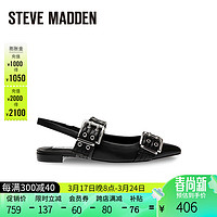 STEVE MADDEN/思美登2024夏季低跟尖头金属扣带凉鞋女后空女士凉鞋KULTURE 黑色 38