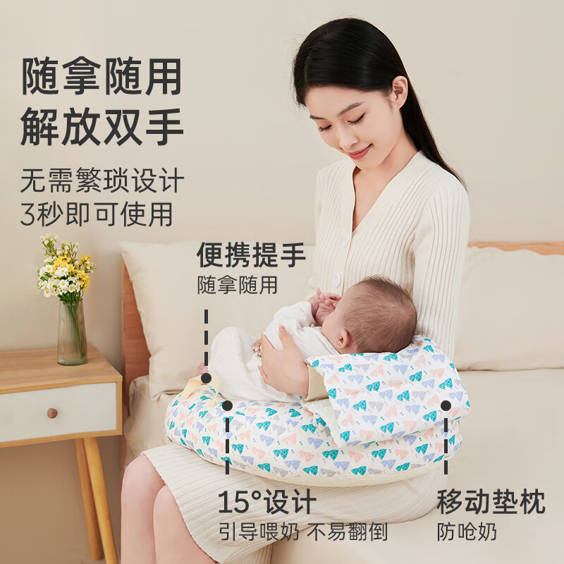 婧麒（JOYNCLEON）哺乳枕头躺喂护腰枕月子喂奶哺乳期婴儿抱睡环抱式靠枕 【二合一 哺乳+防吐奶】小棕山