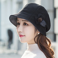 斯普琳帽子女秋冬季韩版潮出游逛街贝雷帽显瘦百搭画家帽女士八角时尚帽 黑色