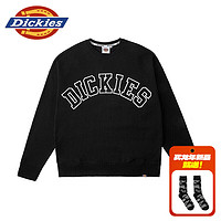 dickies24春夏字母logo贴布绣美式圆领毛圈布卫衣DK013103 沥青黑 S
