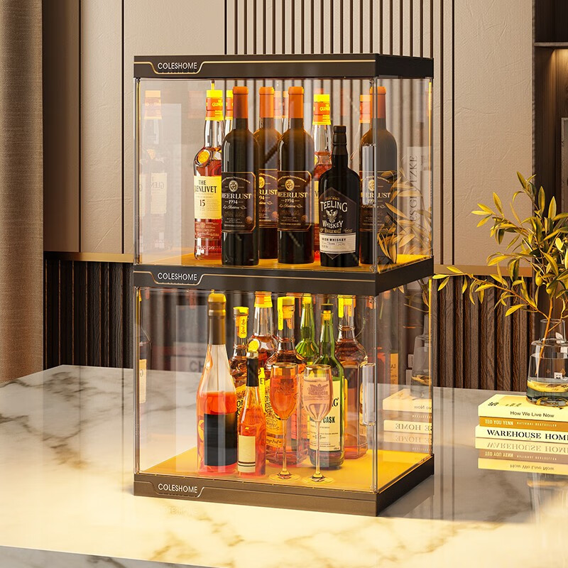 蔻丝（ColesHome）客厅靠墙酒柜隔断柜玄关柜酒吧红酒架子吧台角柜置物架家用展示柜 【轻奢全透展示柜】2格