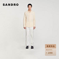 SANDRO2024春夏男装法式简约衬衫领长袖针织上衣SHPTR00540 米黄色 XS