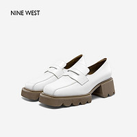 百億補貼：NINE WEST 玖熙 樂福鞋女2023春季新款奶油鞋英倫風JK鞋厚底皮鞋子