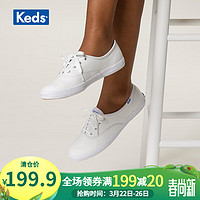 keds经典款休闲鞋女鞋皮质款板鞋小皮鞋时尚秀气女士休闲鞋WH45750 白色 37