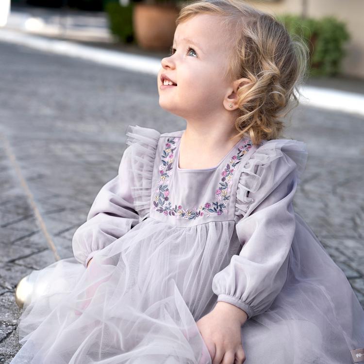 戴维贝拉 女童绣花连衣裙2024春装儿童裙子宝宝公主裙