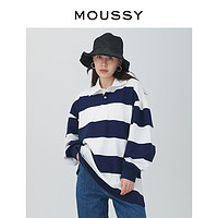 MOUSSY 摩西 春季新品撞色条纹日系POLO衫休闲针织衫010GSS80-0120