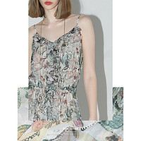 COCO BELLA COCOBELLA法式浪漫对丝提花吊带裙女度假风气质雪纺连衣裙FR156B