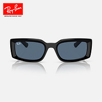雷朋（RayBan）太阳镜时尚小框黑超墨镜男女款出街眼镜0RB4395F 667780黑色镜框深蓝色镜片
