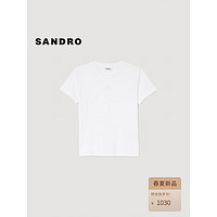 SANDRO2024春夏女装日常简约双S刺绣白色T恤上衣SFPTS01292 10/白色 4