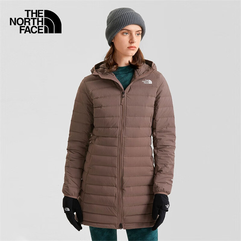 The North Face北面羽绒服女户外保暖600蓬中长款羽绒外套7QW8 棕色/EFU  XXL