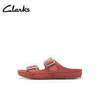 Clarks其乐布鲁克林系列女鞋24拖鞋外穿女夏复古勃肯鞋凉鞋 深粉色 261763044 39.5