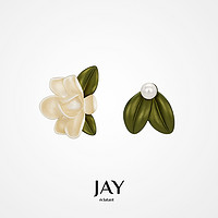 Jay 合金耳飾 梔子花耳釘2023年新款女不對稱耳環適合夏天的耳飾
