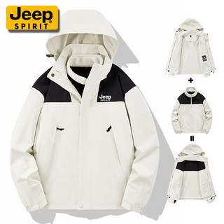 JEEP SPIRIT JEEPSPIRIT吉普冲锋衣三合一可拆卸内胆情侣登山服防风夹克两件套