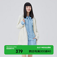 艾莱依（ERAL）简约小香风外套设计感腰带款时尚外套女士春秋款百搭西装 源木白 160/84A