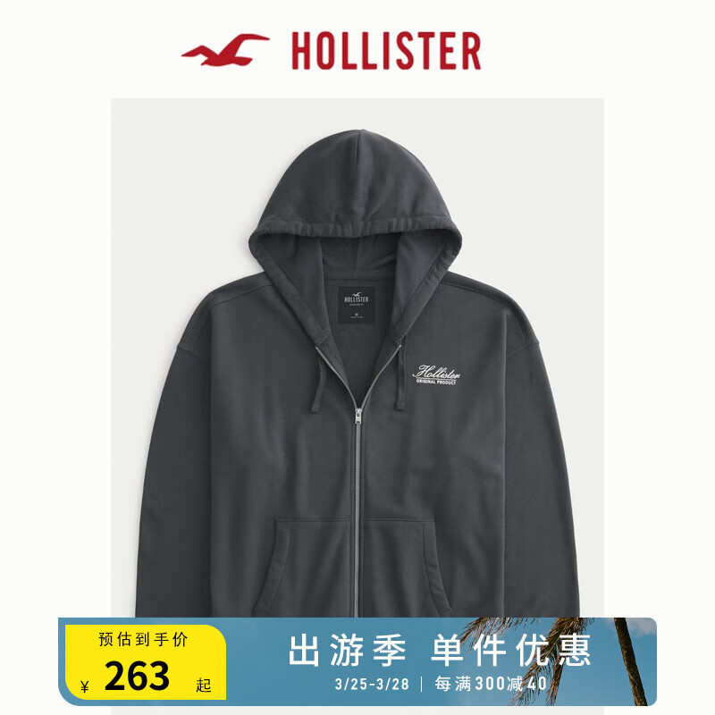 HOLLISTER24春夏美式风毛圈布卫衣帽衫 男女装 358392-1 褪色黑色 XXL (185/124A)
