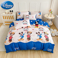 迪士尼（Disney）水洗棉磨毛四件套床单被套卡通宿舍床上用品 彩虹米奇 1.2m床【被套+床单+枕套*1】