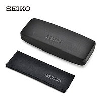SEIKO 精工 原装眼镜盒SEIKO方形翻盖式抗摔眼镜盒 内含镜布一条 黑色