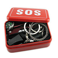 蒙拓嘉 SOS应急工具盒户外多功能自驾游应急求生工具套装装备 红色