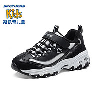 斯凯奇（Skechers）加绒女童鞋熊猫鞋魔术贴运动鞋休闲鞋大童老爹鞋 664062L-BKW 白色/黑色 32（200mm） 1