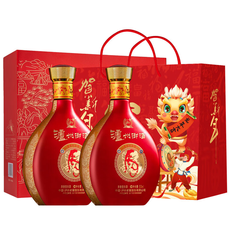 泸州老窖（LUZHOULAOJIAO）龙虎新春生肖纪念礼盒酒52度500ml*2 浓香型白酒礼盒装