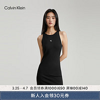 Calvin Klein Jeans24春夏女士气质优雅简约印花后腰镂空无袖连衣裙J223067 BEH-太空黑 M