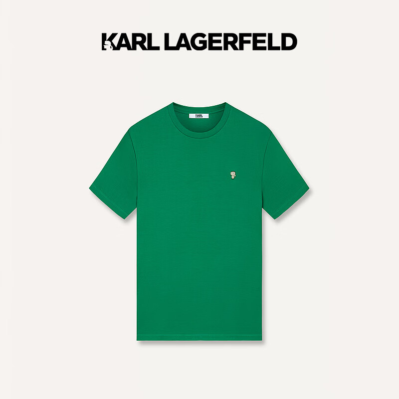 Karl Lagerfeld卡尔拉格斐轻奢老佛爷男装 24夏款KARL装饰修身圆领短袖T恤 深绿 56