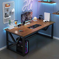 众璟电脑桌书架一体桌台式学习桌家用办公简约带书架桌子书桌桌 拉丝黑橡木色120cm