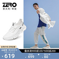 ZERO 零度男鞋透气飞织鞋子男士舒适轻便网面运动休闲鞋男 白色 40