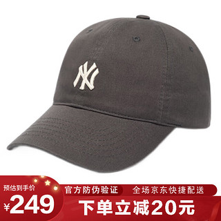 MLB 棒球帽子男女通用韩版软顶休闲洋基队遮阳送礼CP77 炭灰小白标NY