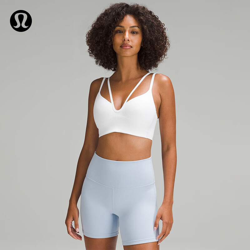 lululemon丨Like a Cloud 女长款前 V 肩带内衣B/C *罗纹 LW2DQ7S 白色 6