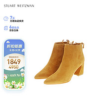 STUART WEITZMAN SW女士MIMIGRANDIOSE系列经典百搭粗跟高跟尖头短靴 驼色37