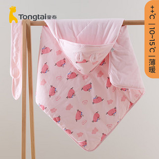 Tongtai 童泰 春季新生婴儿宝宝床品夹棉小抱被外出防风保暖抱毯盖毯 粉色 80x80cm