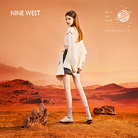 Nine West/玖熙撞色拼接运动风袜靴女中筒2023冬厚底弹力中靴