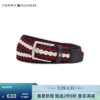 TOMMY HILFIGER【休闲百搭】24春夏男时尚小标针扣弹力织腰带12243 红白黑拼接XJS 1个 95cm