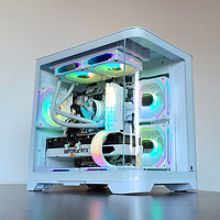 玩嘉 天幕MINI白色曲面玻璃海景房电脑机箱台式机MATX主板240水冷