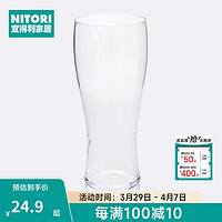 NITORI宜得利家居简约啤酒杯家用杯子大容量玻璃透明酒杯 透明 360ml 1只