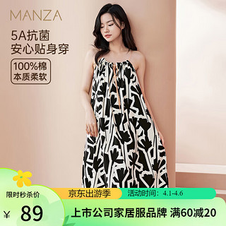 manza 玛伦萨 吊带睡衣女睡裙无袖少女家居服舒适休闲 黑色MJ2570069 L